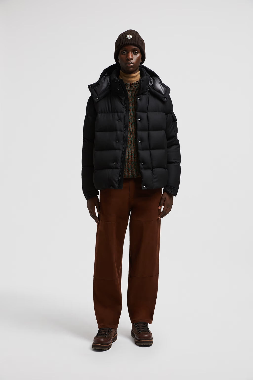 Doudoune courte en flanelle Vezere Moncler Noir